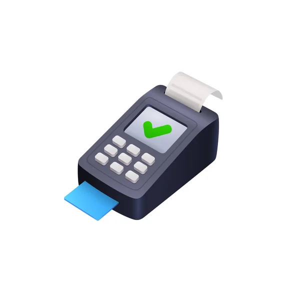 Векторный Автомат Кредитная Карта Pos Терминал Подтверждает Оплату Дебетовой Кредитной Лицензионные Стоковые Векторы