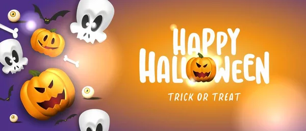 Glad Halloween Banner Mall Med Halloween Pumpa Och Halloween Element — Stock vektor