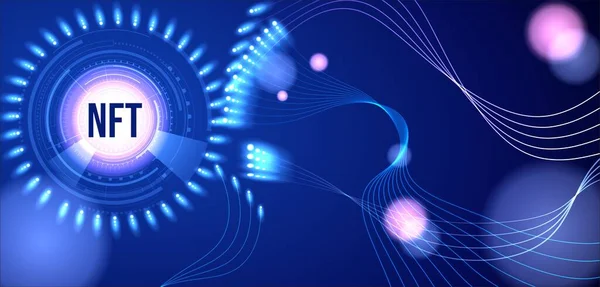 Фунгіцидний Жетон Nft Технологічний Фон Логотип Nft Темно Синій Концепція — стоковий вектор