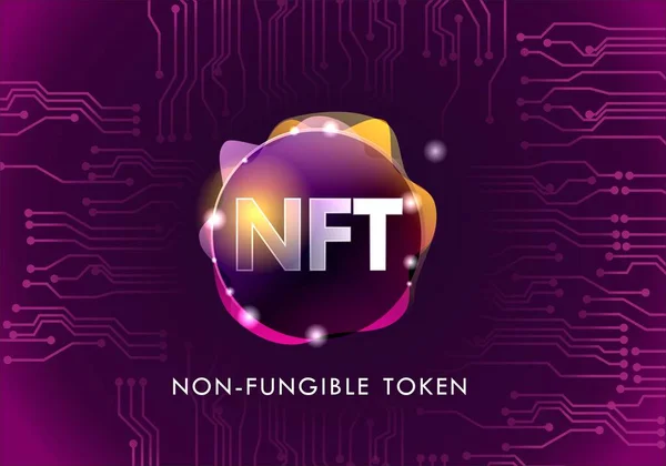 Nft非可算トークン コンセプトNftをカバーする ファンタブルでないトークンアイコン ハイテク技術のシンボルロゴベクトル — ストックベクタ