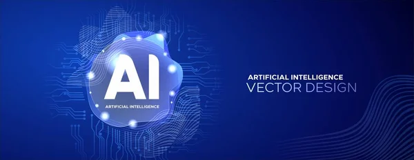 Abstract Futuristisch Digitaal Technologie Donkerblauwe Achtergrond Kunstmatige Intelligentie Formulering Met — Stockvector