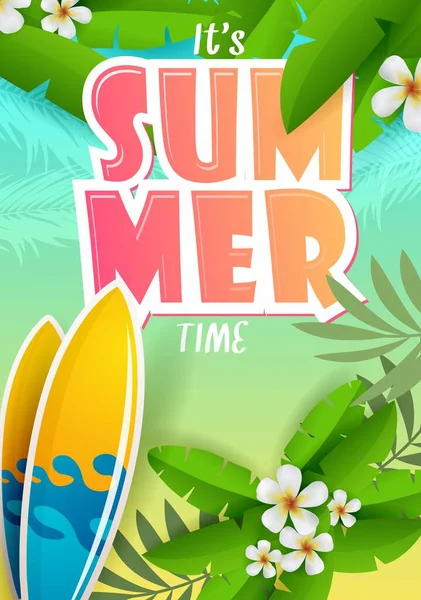 Літній Векторний Дизайн Плакат Літній Елемент Барвистого Тропічного Сезону Святкового — стоковий вектор