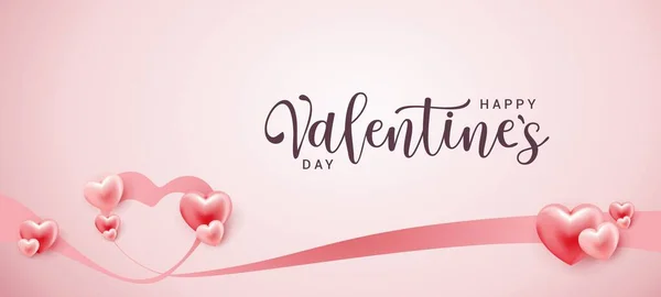 Biglietto Visita San Valentino Con Cuori Sfondo Rosa Forma Cuore — Vettoriale Stock