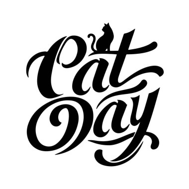 Uluslararası Kedi Günü silüet vektör çizimi. Kedi Günü özel siluet tipografi tasarımı