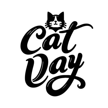 Uluslararası Kedi Günü silüet vektör çizimi. Kedi Günü özel siluet tipografi tasarımı
