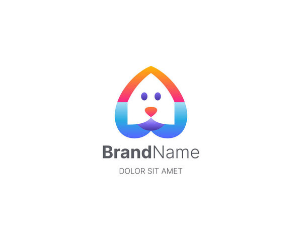 Colorido Lindo Perro Gradiente Logo — Vector de stock