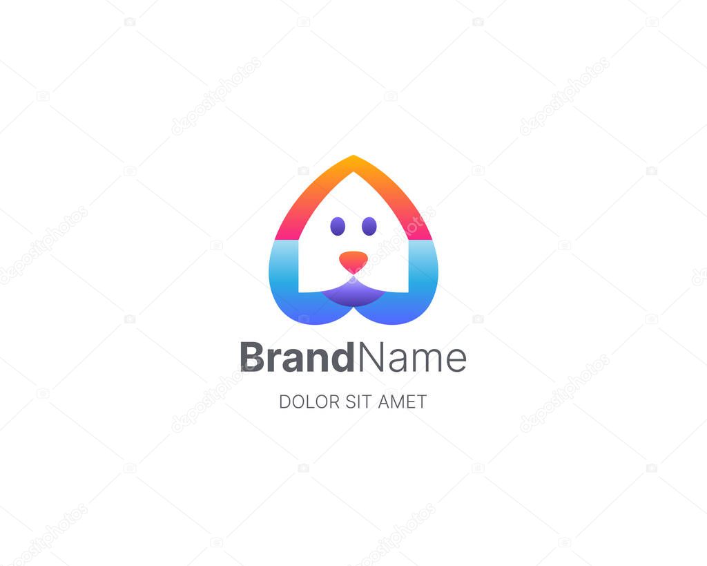 Colorful cute dog gradient logo