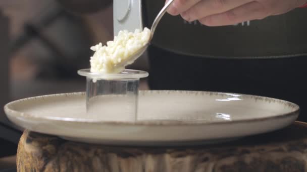 有鸭肉和米饭的现代菜肴 高质量的4K镜头 — 图库视频影像