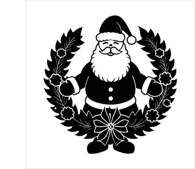 charming Santa Claus with festive ornaments vector art, perfect for holiday designs, greeting cards, and seasonal decorations. bring the joy of Christmas to your projects with this cheerful illustration. clipart