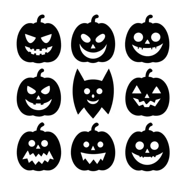 stock vector A versatile collection of scary and funny Halloween pumpkin and ghost faces vector designs. Perfect for creating spooky and humorous holiday graphics, decorations, and digital art projects.