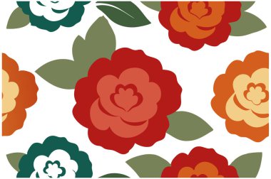 A seamless floral vector design featuring flowers in four distinct colors. Perfect for digital prints, textile designs, and backgrounds. Add a touch of elegance to your creative projects. clipart