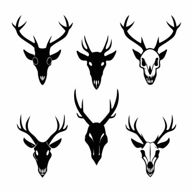 This hand-drawn vintage deer skull vector illustration offers intricate detail and rustic appeal. Ideal for tattoo designs, decor, or nature-inspired digital projects. clipart