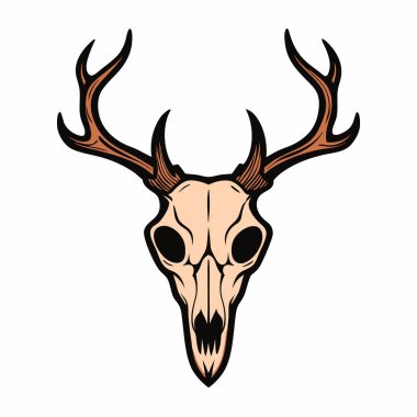 This hand-drawn vintage deer skull vector illustration offers intricate detail and rustic appeal. Ideal for tattoo designs, decor, or nature-inspired digital projects. clipart