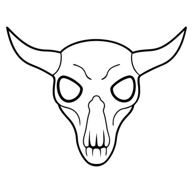  This hand-drawn vector illustration of an animal skull in a Western style is perfect for rustic logos, branding, and design projects that evoke wild, frontier aesthetics. clipart