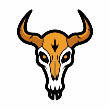 This hand-drawn vector illustration of an animal skull in a Western style is perfect for rustic logos, branding, and design projects that evoke wild, frontier aesthetics. clipart