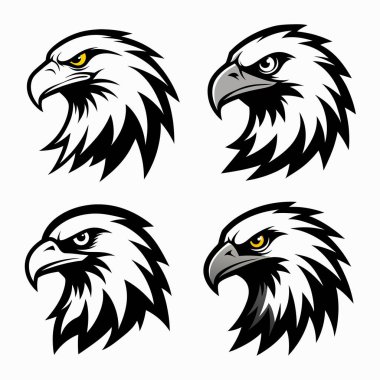 This eagle head logo vector illustration symbolizes strength and power, making it ideal for branding, sports teams, or any project needing a bold and majestic design. clipart