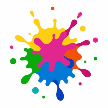 Celebrate Holi with this vibrant paint splash background, featuring colorful splatters and drops. Perfect for festive projects, digital art, and decor that captures the spirit of color. clipart