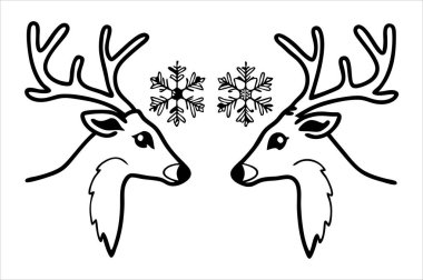 Create a magical holiday vibe with this elegant Christmas deer silhouette featuring snowflakes. Perfect for festive backgrounds, greeting cards, and winter-themed digital projects. clipart