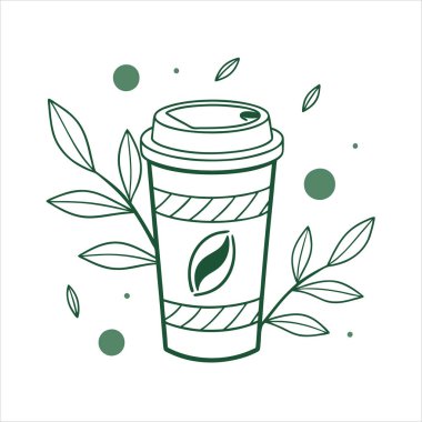 Flat design Eco cup illustration showcasing a minimalist and Eco-friendly concept, perfect for digital branding, sustainable lifestyle projects, or printable decor. clipart