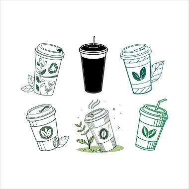 Flat design Eco cup illustration showcasing a minimalist and Eco-friendly concept, perfect for digital branding, sustainable lifestyle projects, or printable decor. clipart