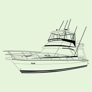 Balıkçı teknesi vektör çizimi Bir Renk