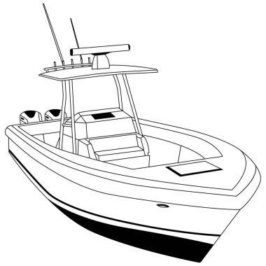 Balıkçı teknesi vektör çizimi Bir Renk