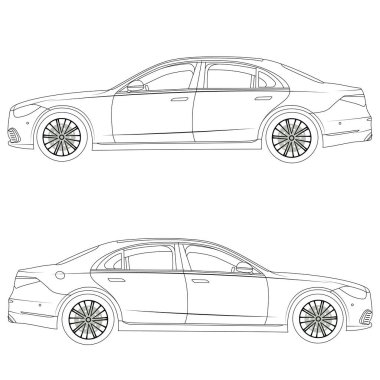Minimalist Araba Tarafı Görünüm Çizgisi Sanatı