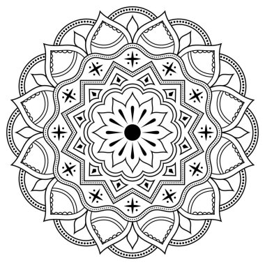 Katmanlı Yaprak Şekilleri, Sanatsal Süslemeler, Klasik Doku ve Geometrik Yuvarlak Desen Tasarımlı Zarif Mandala Sanatı