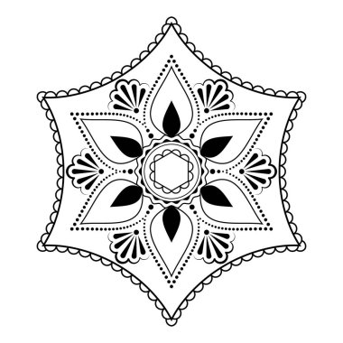 Farkındalık ve Yaratıcı İfade İçin Zarif Simetrik Mandala Şablonu Rahatlama ve Sanatsal Renkler İçin Siyah ve Beyaz Mandala Tasarımı