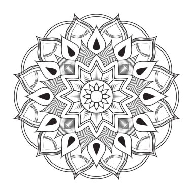 Farkındalık ve Yaratıcı İfade İçin Zarif Simetrik Mandala Şablonu Rahatlama ve Sanatsal Renkler İçin Siyah ve Beyaz Mandala Tasarımı