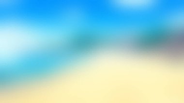 Yumuşak bir odak, pikselleştirilmiş bir görüntü, sakin bir sahili, mavi gökyüzünün eğiminin sıcak sarı kumla buluşmasını tasvir ediyor..