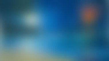 Mavi ve yeşil kıvrımlı, turuncu ve beyaz ince aksanlı, soyut bir dijital tablo..