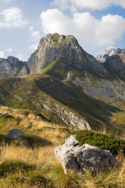 Karadağ 'ın Durmitor kentindeki bir dağ geçidine yapılan bir yolculuktan çarpıcı doğa manzaraları 