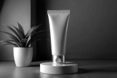 Tek renkli Boş Tüplü Model Minimalist Cilt Paketleme Tasarımı Güzellik Ürünleri Tasarımı