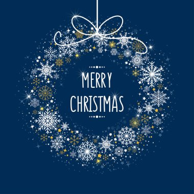 Parlayan kar taneleri, kar, yıldızlar, ışıltı ve dilek metinleriyle Noel kartlarının temsilcisi. Yeni yıl tebrik kartı. Noel ışığı etkisi. Pankart, poster ve davalar için kış arkaplanı.