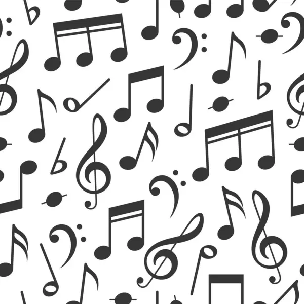 Müzik notaları. Siyah notaları olan kusursuz bir şablon. Tekstil, duvar kağıdı, ambalaj kağıdı, web, müzik festivali posterleri, caz konseri için müzikal arka plan. Müzik illüstrasyonu. Melodi kaydı.