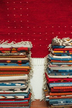 A closeup of the intricate process of making artisanal rugs or tapetes in Teotitlan Oaxaca clipart