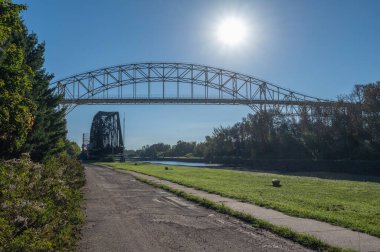 Sault Ste Marie International Bridge from Below at Canal clipart