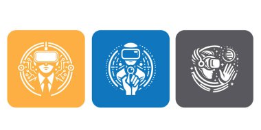Gelecekçi havalı robotik simge set logo tasarımı