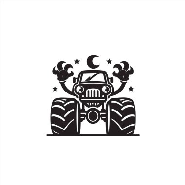 Canavar araba karikatür vektör logosu 10 birim