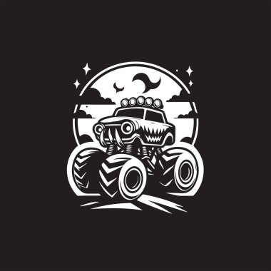 Canavar araba karikatür vektör logosu 10 birim