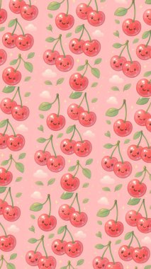 Telefonuna bu kawaii kiraz temalı duvar kağıdıyla bir tutam tatlılık ekle. Gülen kirazlar, rüya gibi pastel bulutlar ve yumuşak pembe arka planda neşeli yıldızlar sevimli ve samimi titreşimlerin hayranları için mükemmel.!