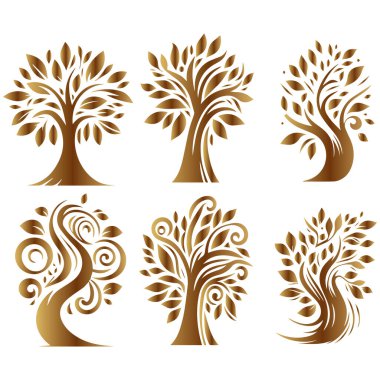 Set Of Stylish Tree Design. clipart