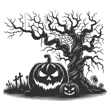 A halloween scenario silhouette design. clipart