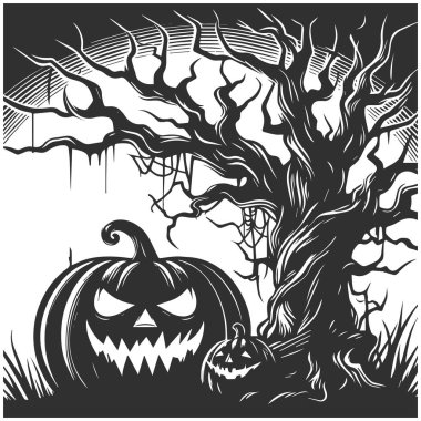 A halloween scenario silhouette design. clipart