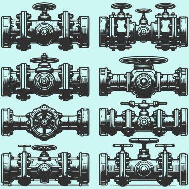 Düz dizayn edilmiş su boruları koleksiyonu.