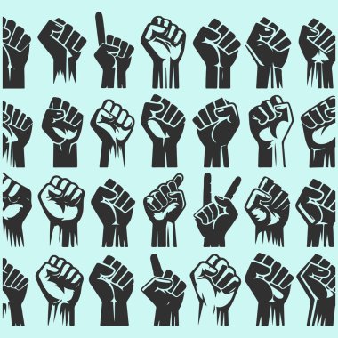 Vintage raised fist for revolution. clipart