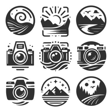 Black icons for photographers. clipart