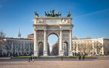 Zafer kemeri olarak bilinen Arco della Pace, veya Barış Kemeri, Milan, Lombardy, İtalya.