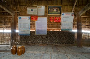 Community notices and alcohol jars inside a 